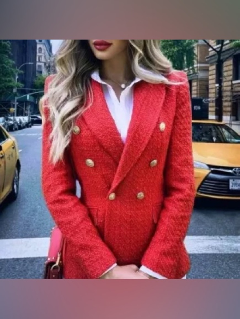 ZARA tweed red blazer